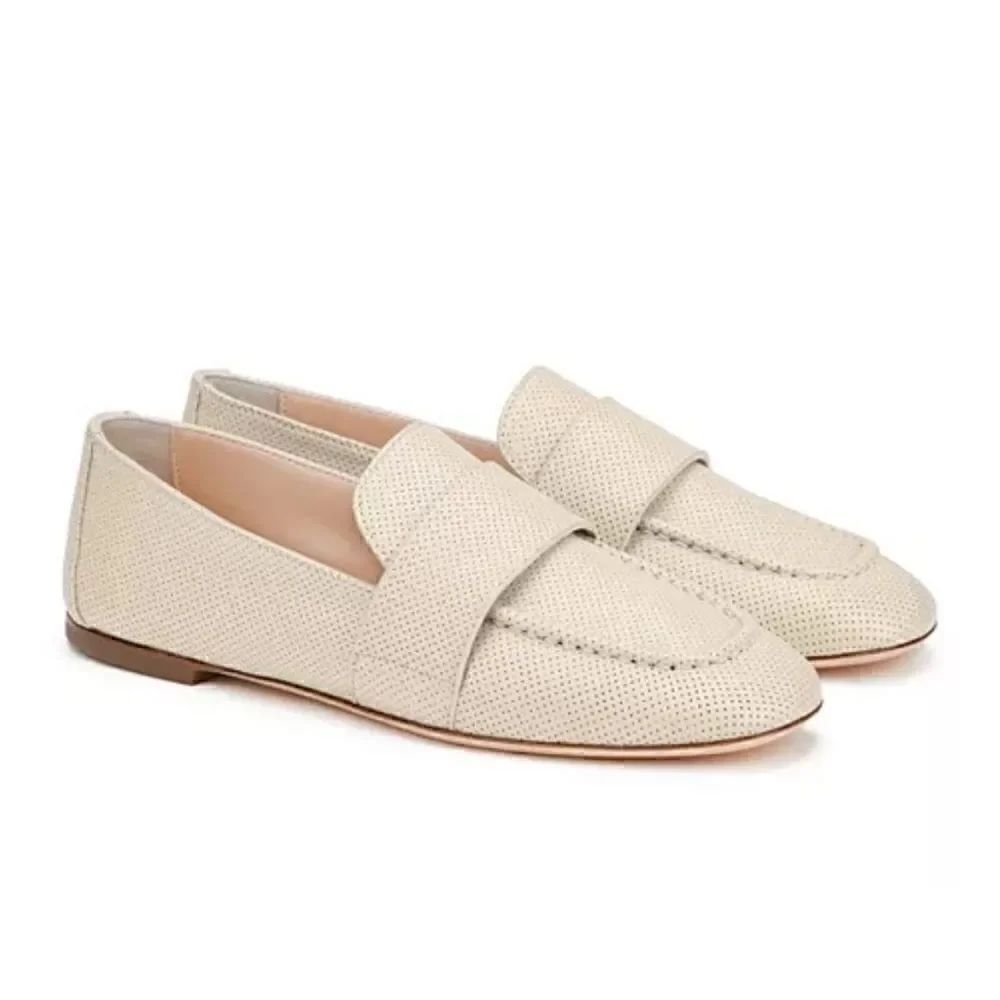 New AGL Women's Mara Spring Perforated Loafers in Gesso Size US 12